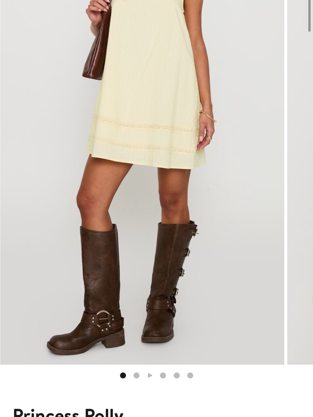 Princess Polly Pale Yellow Mini Dress with Lace Panels